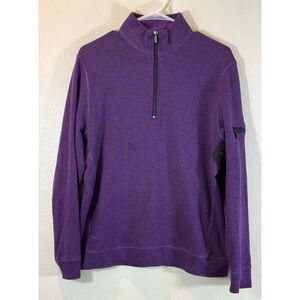 Bugatchi Uomo Purple 1/4 Zip Mock Neck Pullover Shirt Men's Medium